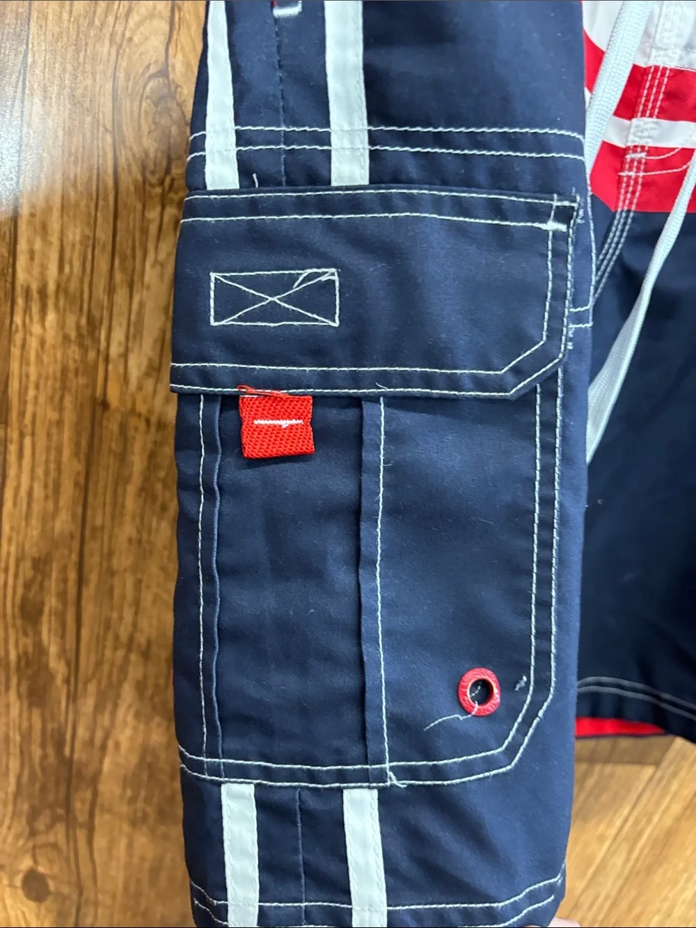 OP Red, White & Navy Striped Men's Board Shorts